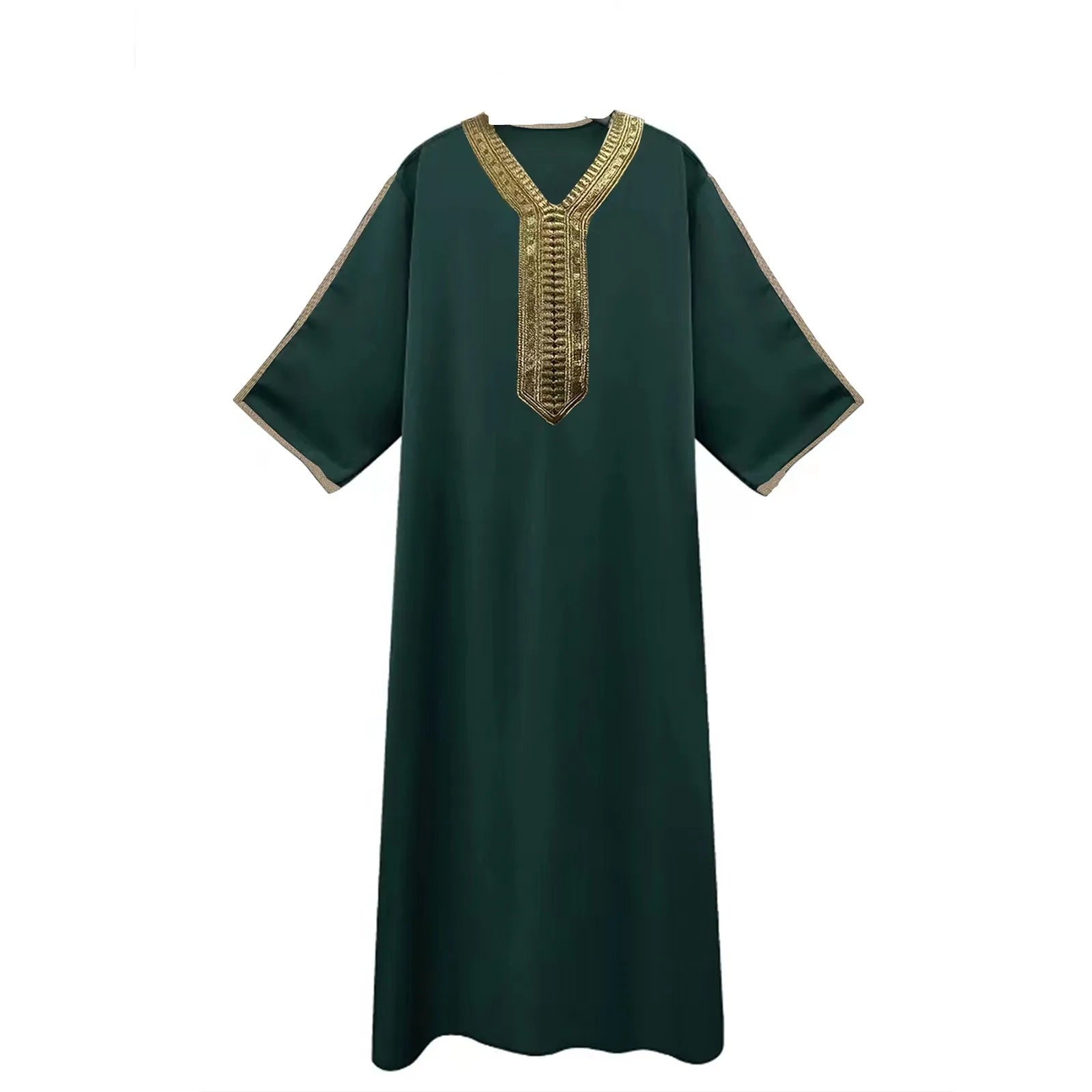 Men's Muslim Robe Arab Middle Robe Long Sleeve Embroidered Long Shirt Prayer Simple Loose Clothing Qme