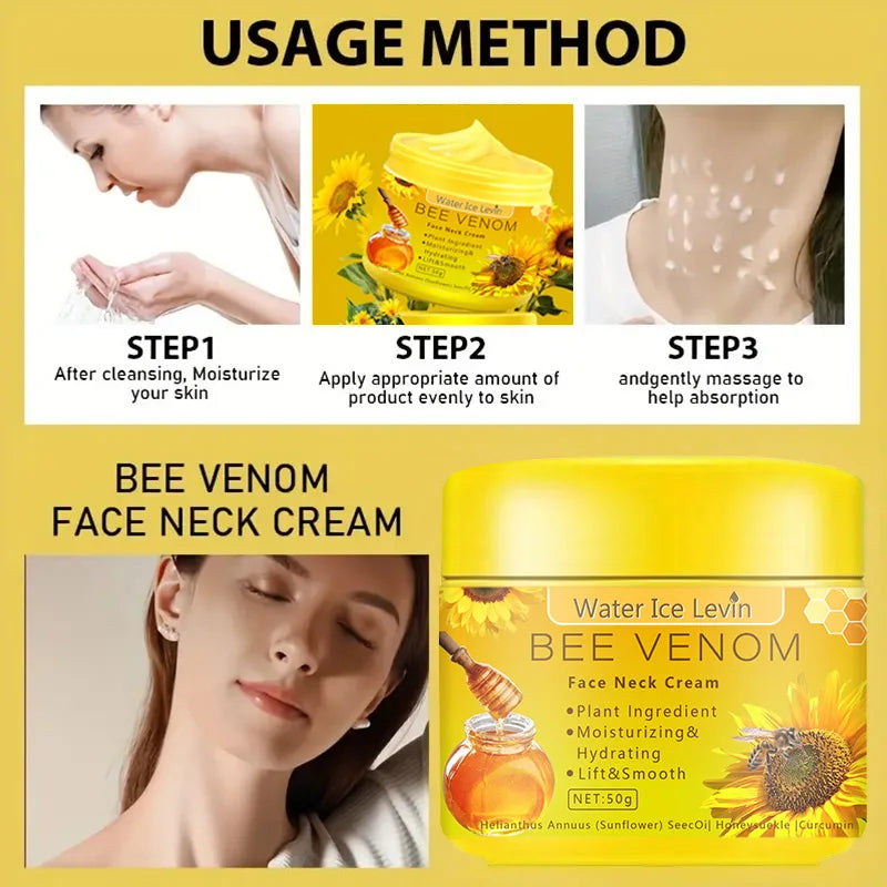 Bee venom Neck cream Moisturizing Sagging Improvement Reduce Fine Lines Damaged Skin Repair Facial Cream Nourishing Skin Care Qme