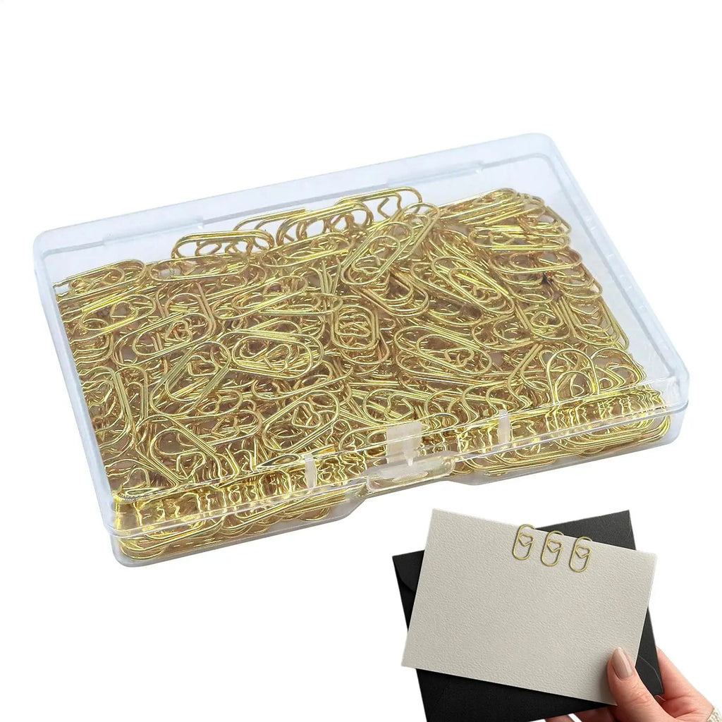 Decorative Paper Clips 100 Pieces Mini Gold Heart Planner Binder Holder Wedding Paper Clips for Home Workplace School Wedding Qme