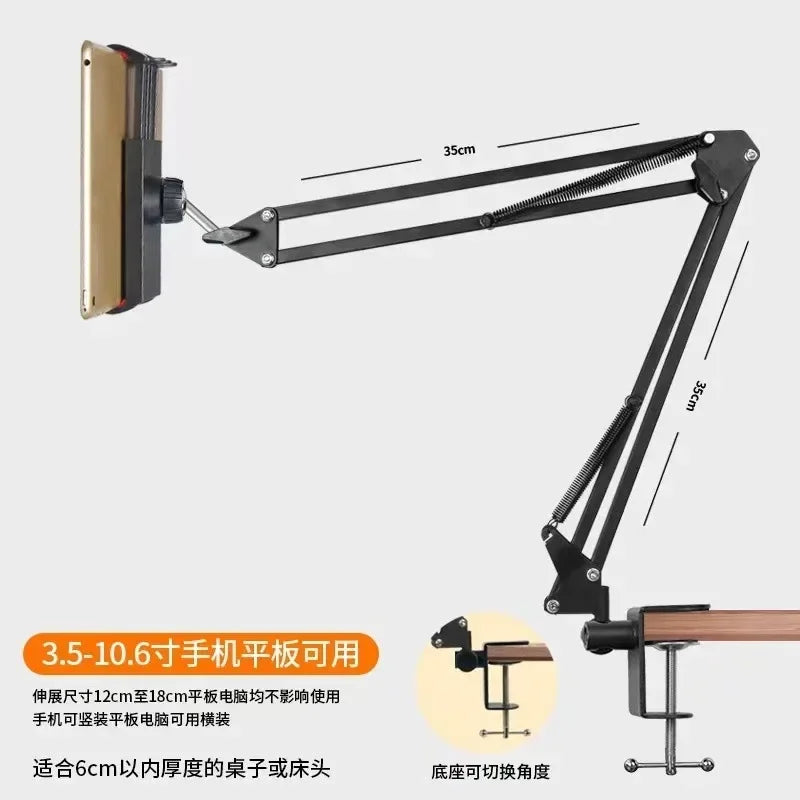 Tablet Holder For Bed iPad Stand 360° Rotating Desktop Phone Mount with Aluminum Arm For 4.5"~12.9" Xiaomi Lenovo Samsung Tablet Qme Cantilever K36 two 1 China Mainland