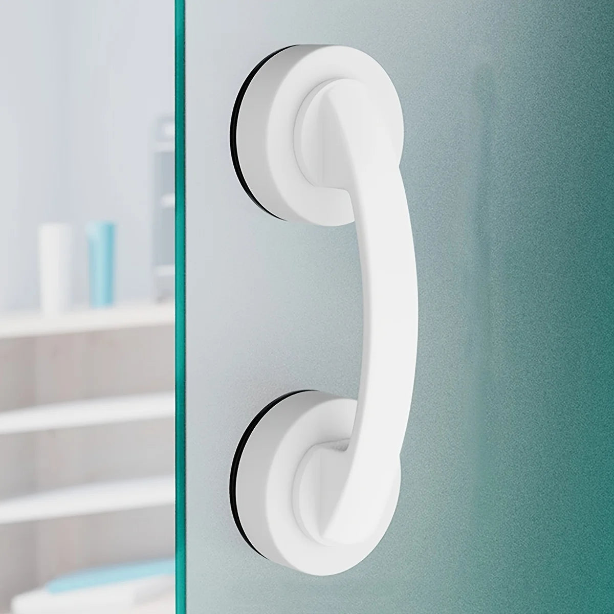 Suction Cup Door Handle No Punch Puller for Glass Sliding Door Bathroom Qme White 1pc