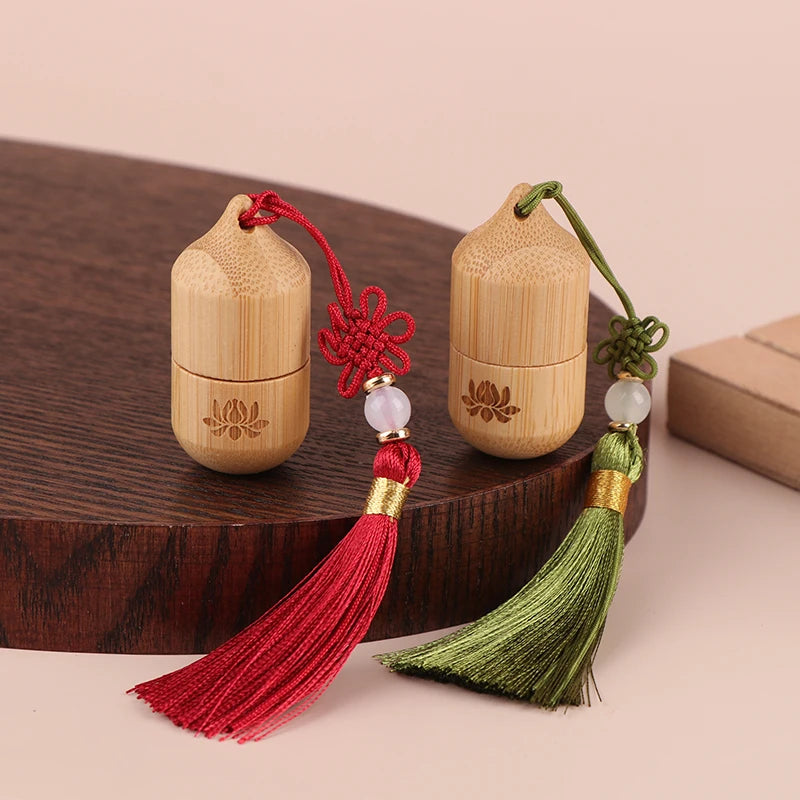 Essential Oil Pendant Bamboo Roller Empty Bottle Skincare Containers Qme