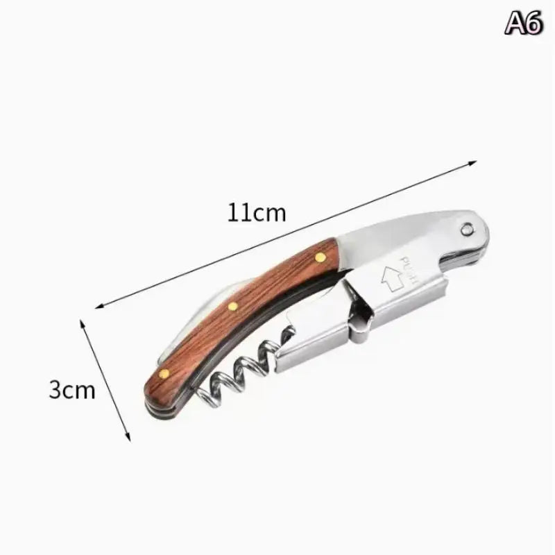 Portable Wooden Stainless Steel Folding Tool Knife Corkscrews Red Wine Opener Multifunctional Outdoor Tool Bar Accessories Qme A6