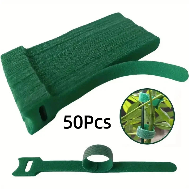 50 Reusable Non-slip Nylon Plant Ties Hook Loop Fasteners Adjustable Qme 50Pcs