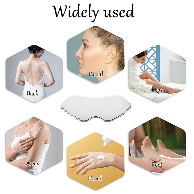 Stainless Steel Gua Sha Board Scraping Body Massager Reduce Head Neck Qme