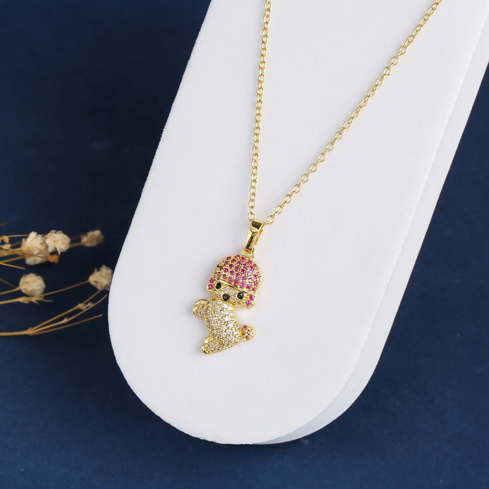 9 Style Luxury Shiny Zirconia Animal Puppy Elephant Leopard Pendant Necklace for Man Woman Party Gold Plated Jewelry Daily Wear Qme 8