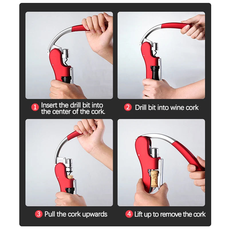 Wine Corkscrew Household Cork Corkscrew Lever Push Type Wine Bottle Opener Gifts for Wine Lovers Bar Party Accessories Qme
