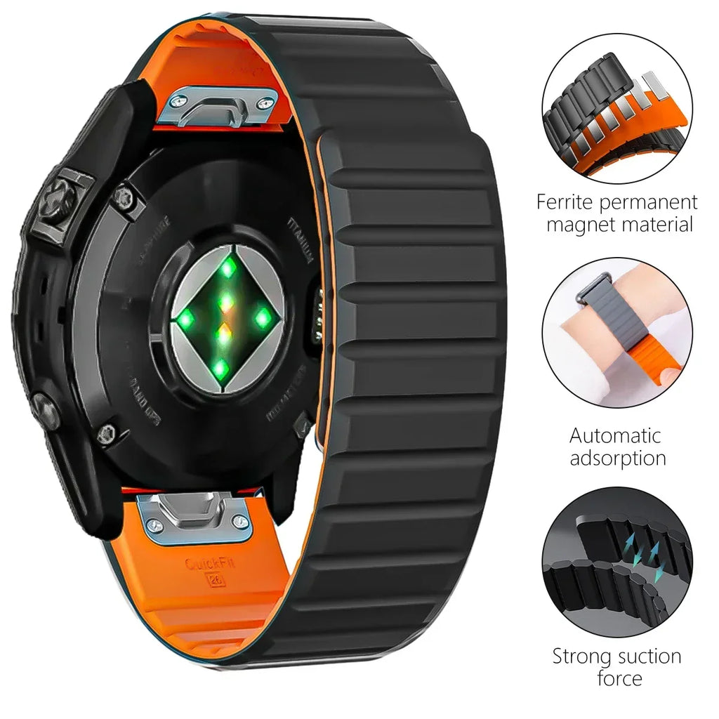 26/22mm Silicone Watch Band for Garmin Fenix 7 7X 6 6X Pro 5 5X Plus 3 HR Enduro Epix Gen 2 Smartwatch Magnetic Loop Wrist Strap Qme