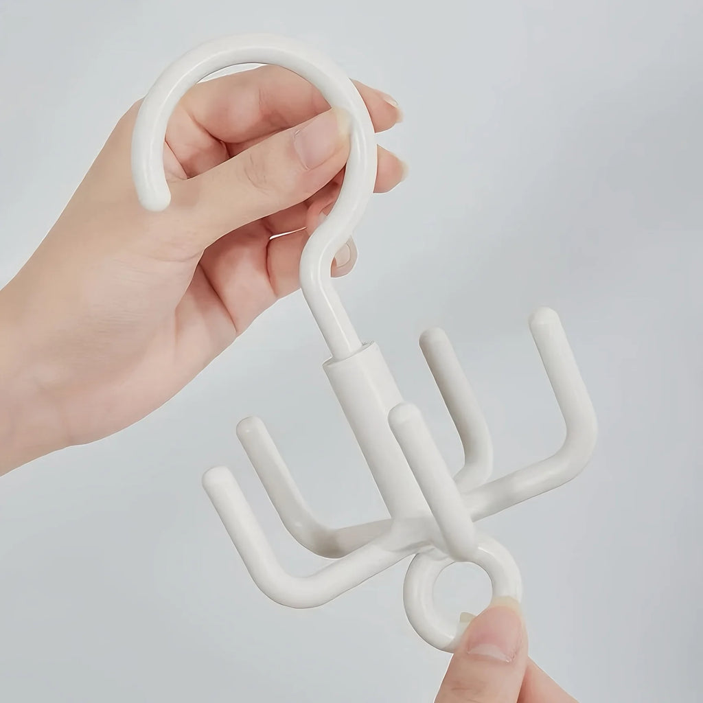 360° Rotating 4-Claw Hanger Hooks, Multifunctional Wardrobe Organizer,Space-Saving Hanging Holder for Scarves, Belts, Bags, Hats Qme
