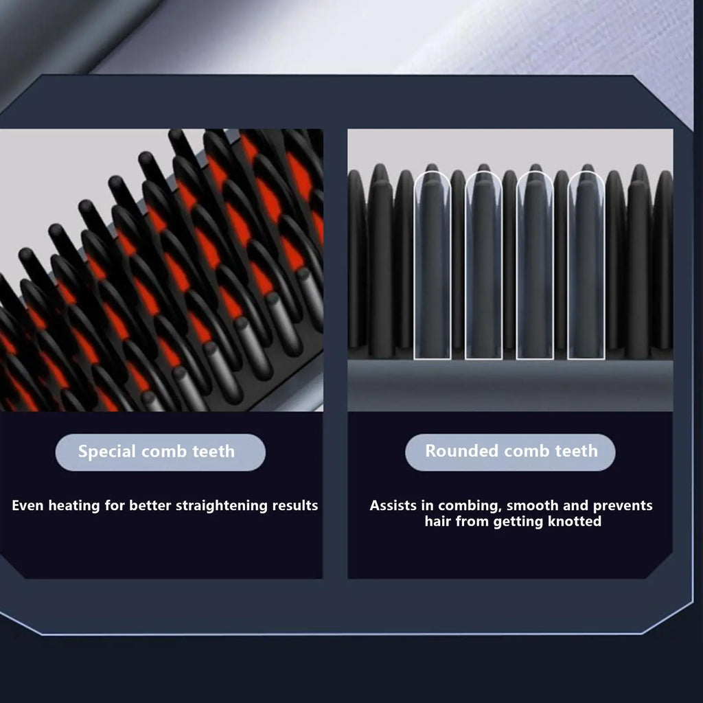3 Temps Negative Ion Brush Hair Straightener Ot Air Dryer Styler Qme