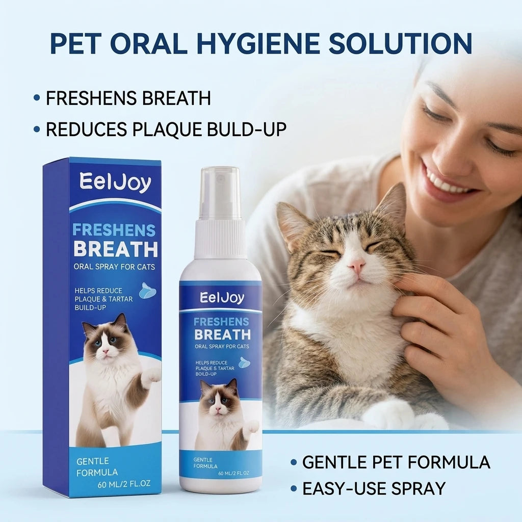 Cat Oral Care Spray Remove Plaque Reduce Tartar Build‑up Eliminate Bad Breath Easy‑to‑use Gentle Formula Mouth Cleaning Solution Qme