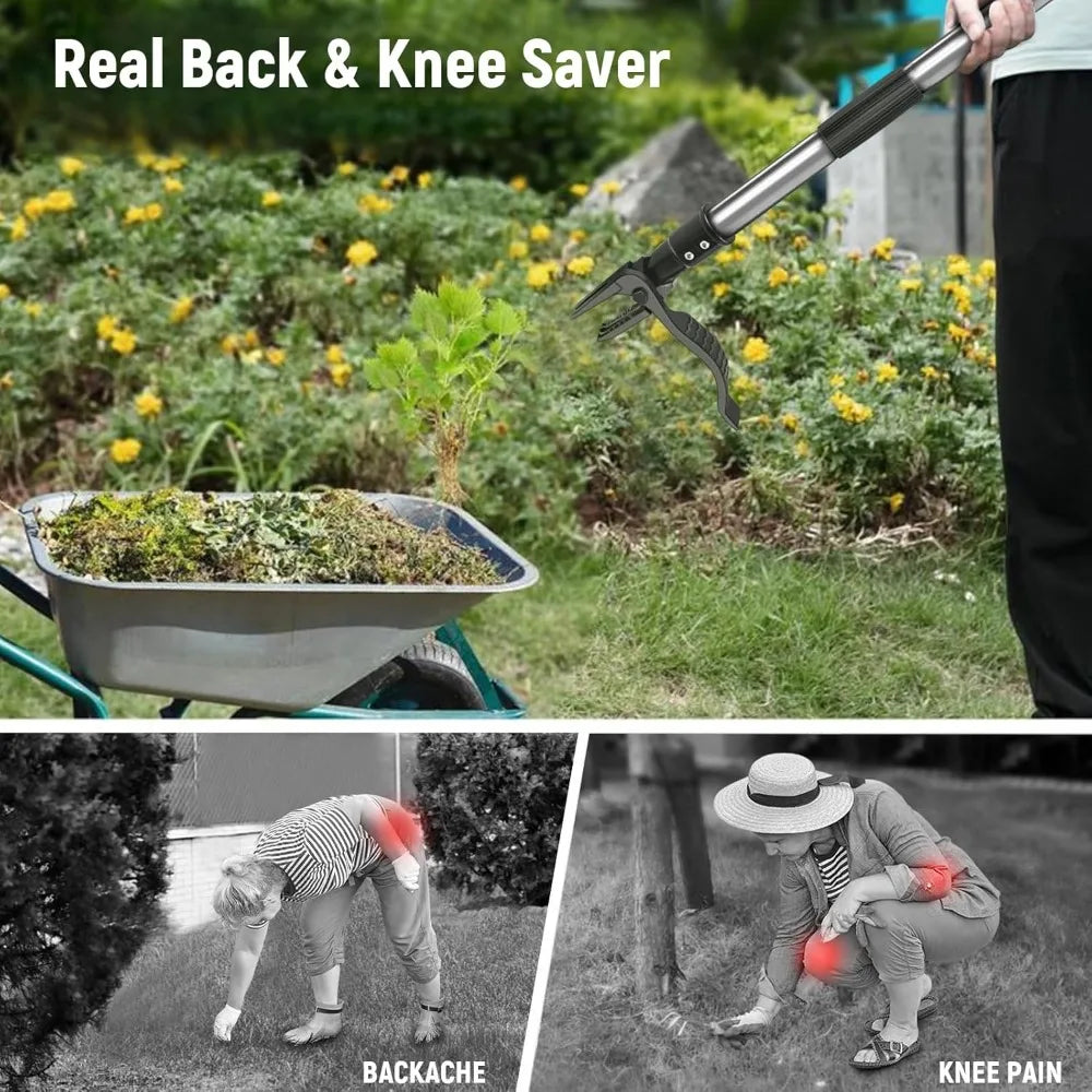 Stand Up Weed Puller Manual Vertical Weed Stuff/Pulling/Garden Tools Garden Foot Pedal Shovel Root Metal Weed Remover with Rod Qme