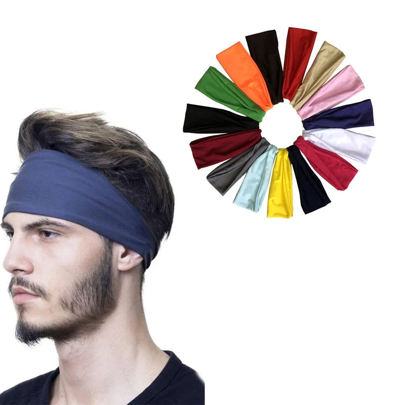 Men Women Elastic Sports Headband, Sweat Wicking Non Slip Wide Workout Hair Band for Running Cycling Yoga Gym Fitness Qme