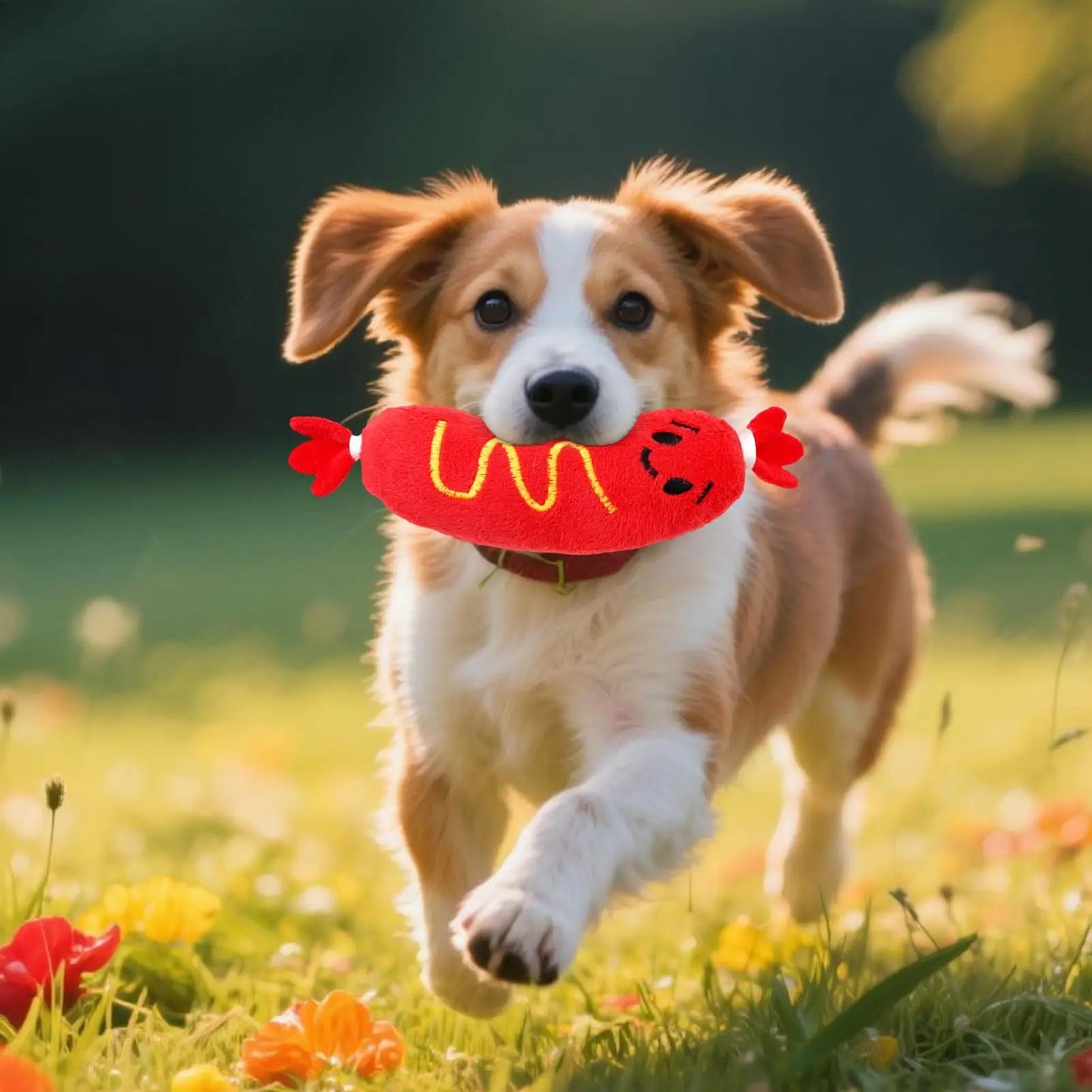 Dog Squeak Toys Hot Dog Shape Plush Puppy Chewing Supplies Pet Grinding Teeth Toy for Pet Parents Trainers Apartment Bedroom Qme