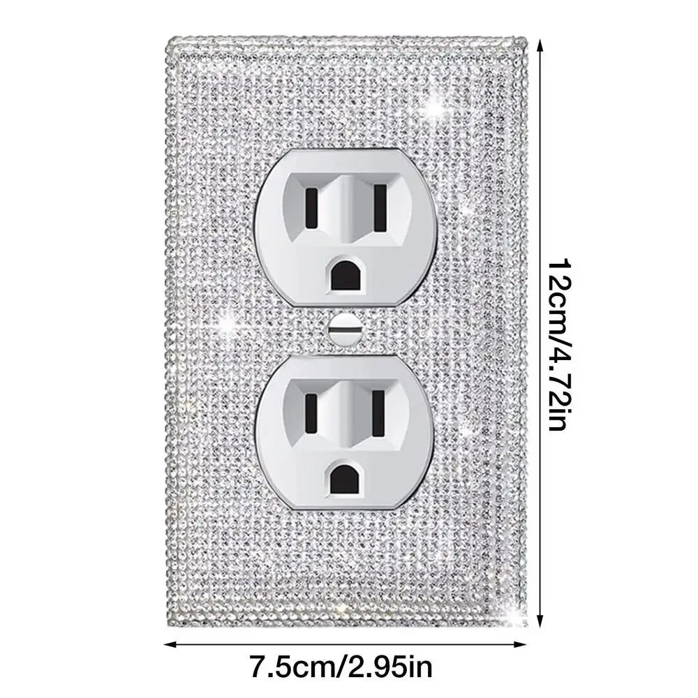 Shiny Wall Plate Cover Rhinestone Outlet Aesthetic Silver Rhinestones Qme D CN