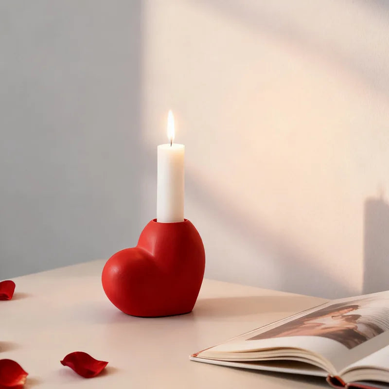 Red Heart Ceramic Candle Stands Romantic Ornaments Wedding Valentine Qme