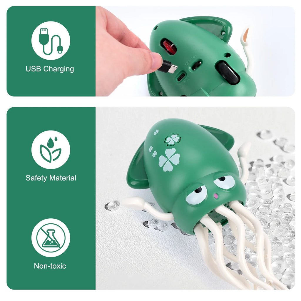 Electric Dancing Squid Toy Crawling Dancing Swinging Octopus Kid Electronic Pet Toddler Toy Birthday Gift With LED Lights &Music Qme