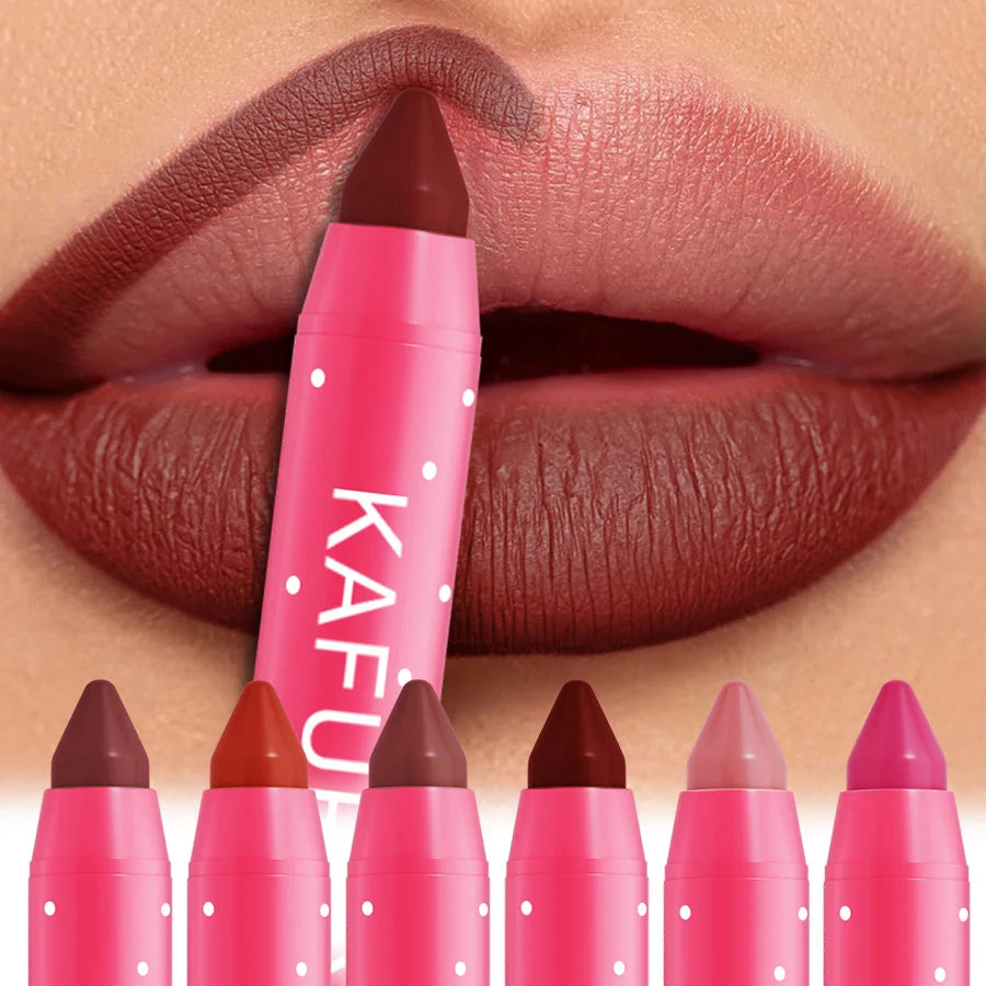15 Colors Lipstick Pencil Waterproof Sexy Red Matte Contour Tint Qme
