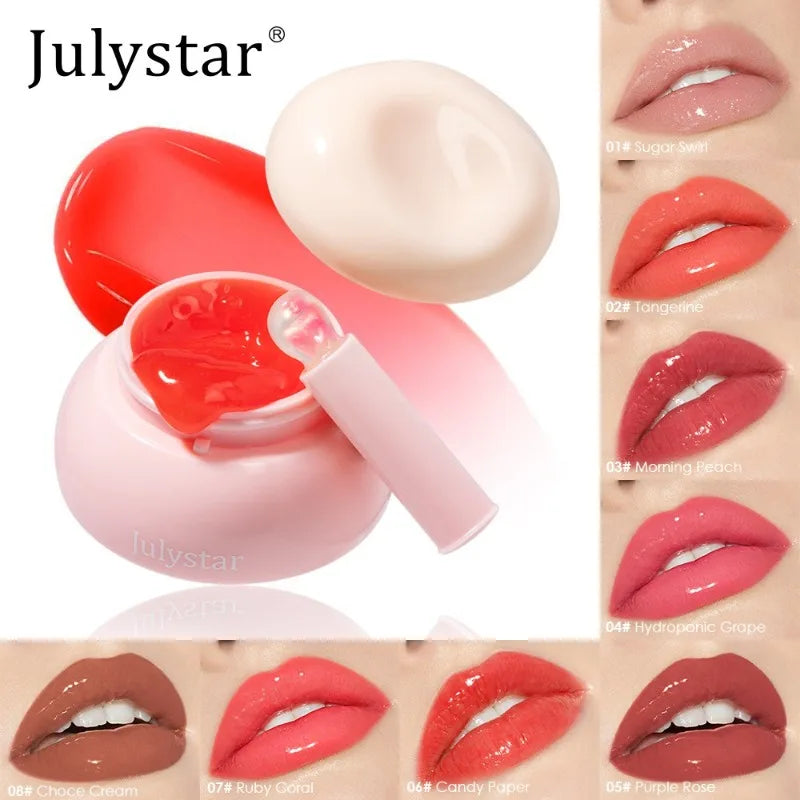Long-lasting Moisturizing Solid Lip Jelly Red Tinted Lip & Cheek Jam Lip Balm Smooth Gloss Jelly LipGloss Water Light Lipsticks Qme