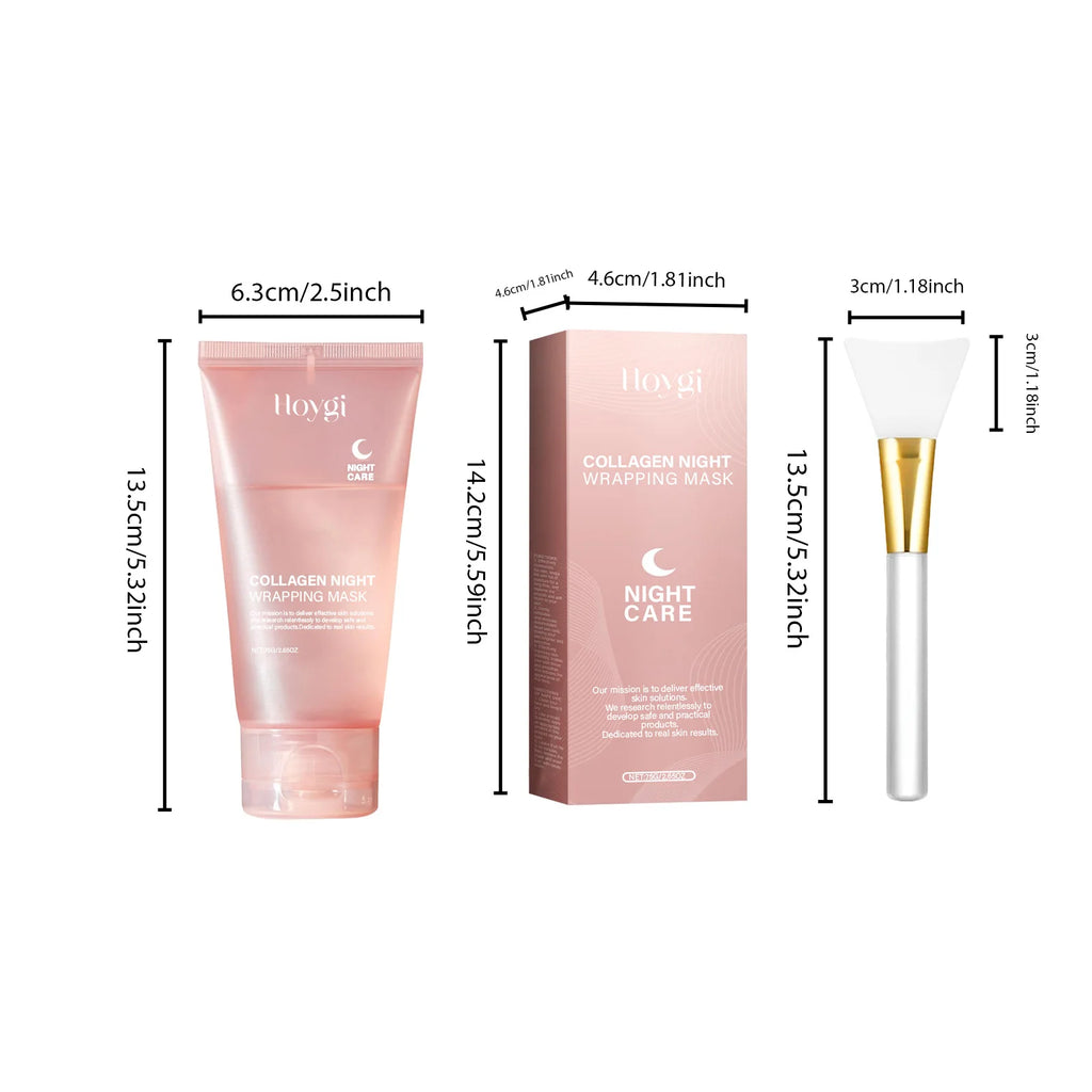 Collagen Night Wrapping Mask Moisturizing Firming Peel-Off Mask Gel Face Deep Cleansing Pores Hydrating Brightening Facial Mask Qme