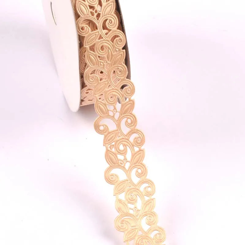 2.5cm Flower Ribbons For Crafts DIY Embroidered Decoration Sewing Accessories Scrapbooking Lace Ribbon Handmade Materials c2422 Qme 19 5 yards