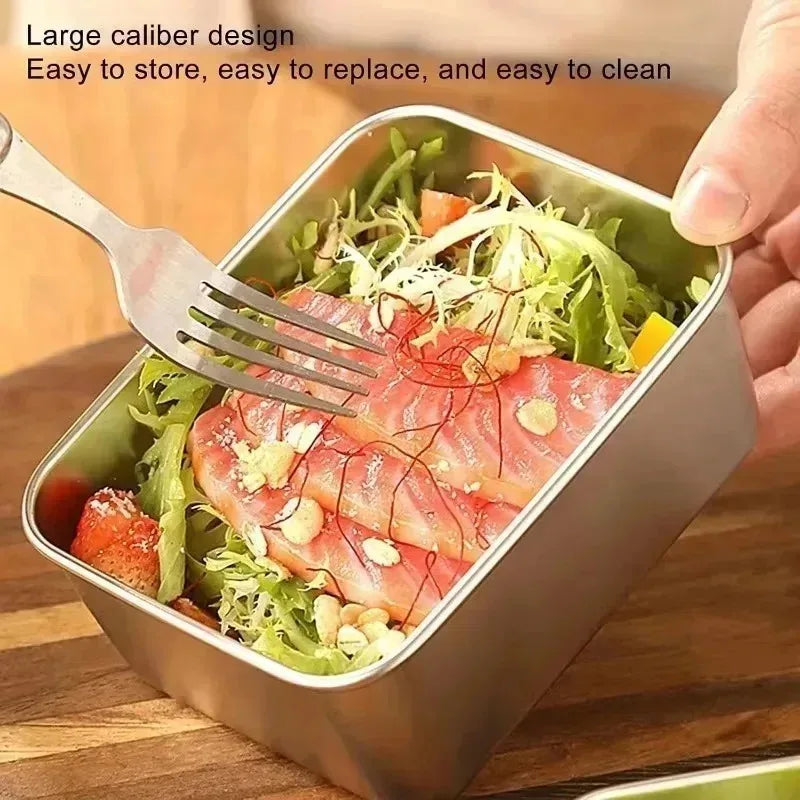 Stainless Steel Food Preservation Storage Containers Airtight Lids for Kitchen Bento Box Meal Prep Metal Heated Lunch Box Qme