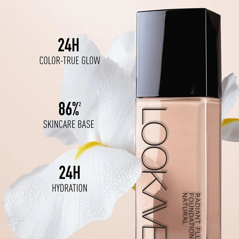 LOOKAVE Liquid Foundation Long Lasting Full Coverage Natural Matte Liquid Foundation Moisturizing Concealer CC Cream Base Makeup Qme