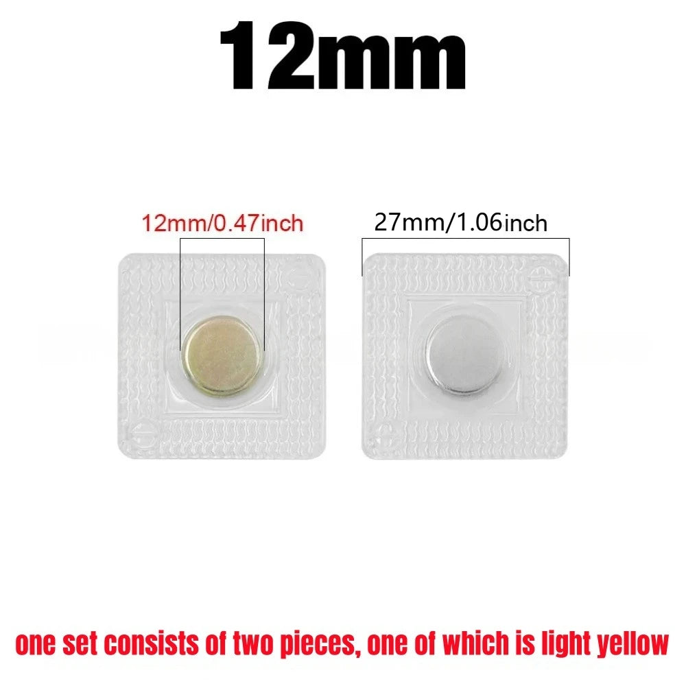 1Pair PVC Invisible Strong Magnetic Snaps Button Hidden Magnetic Fastener for Handbag Clothing Clasp DIY Craft Sewing Supplies Qme 12mm(Round)
