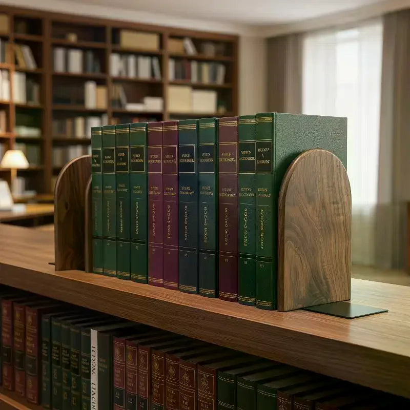 Nature Wooden Bookends Desktop Bookshelf Desk Organizer Office Home Qme