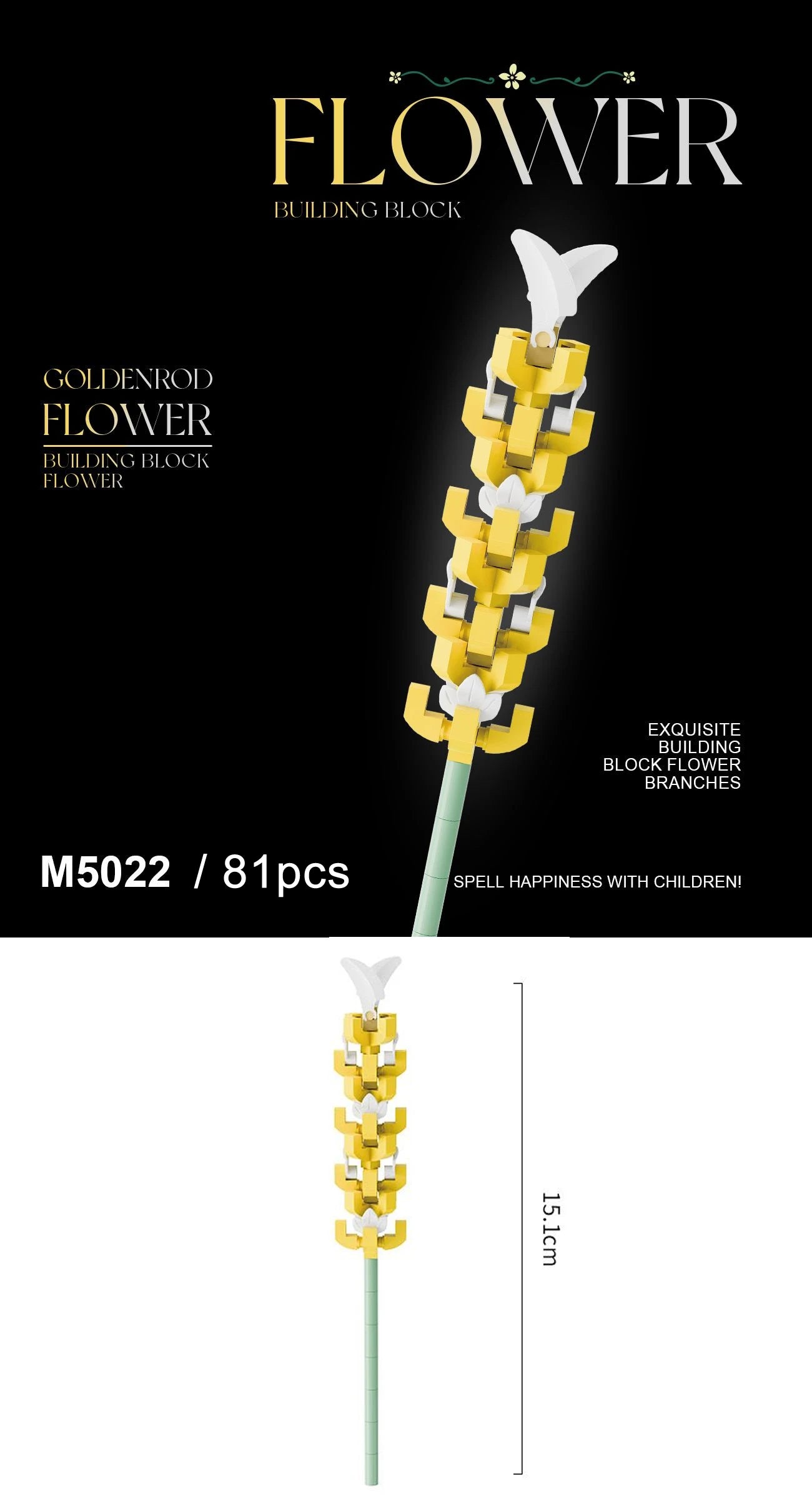 Building block flower set, DIY floral decoration kit, suitable for desktop decoration and room accessories – a perfect gift idea Qme 5022-Opp bag