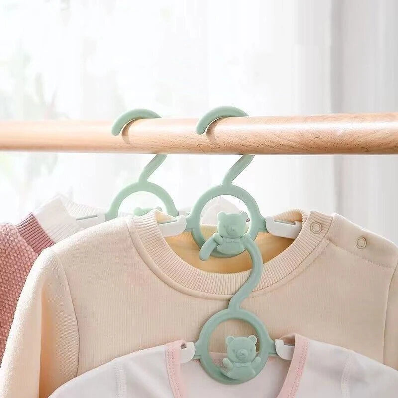 10PCS Baby Clothes Hangers Extendable Anti Slip Children's Clothing Hanger Adjustable Drying Rack For Kids Wardrobe Storage Qme