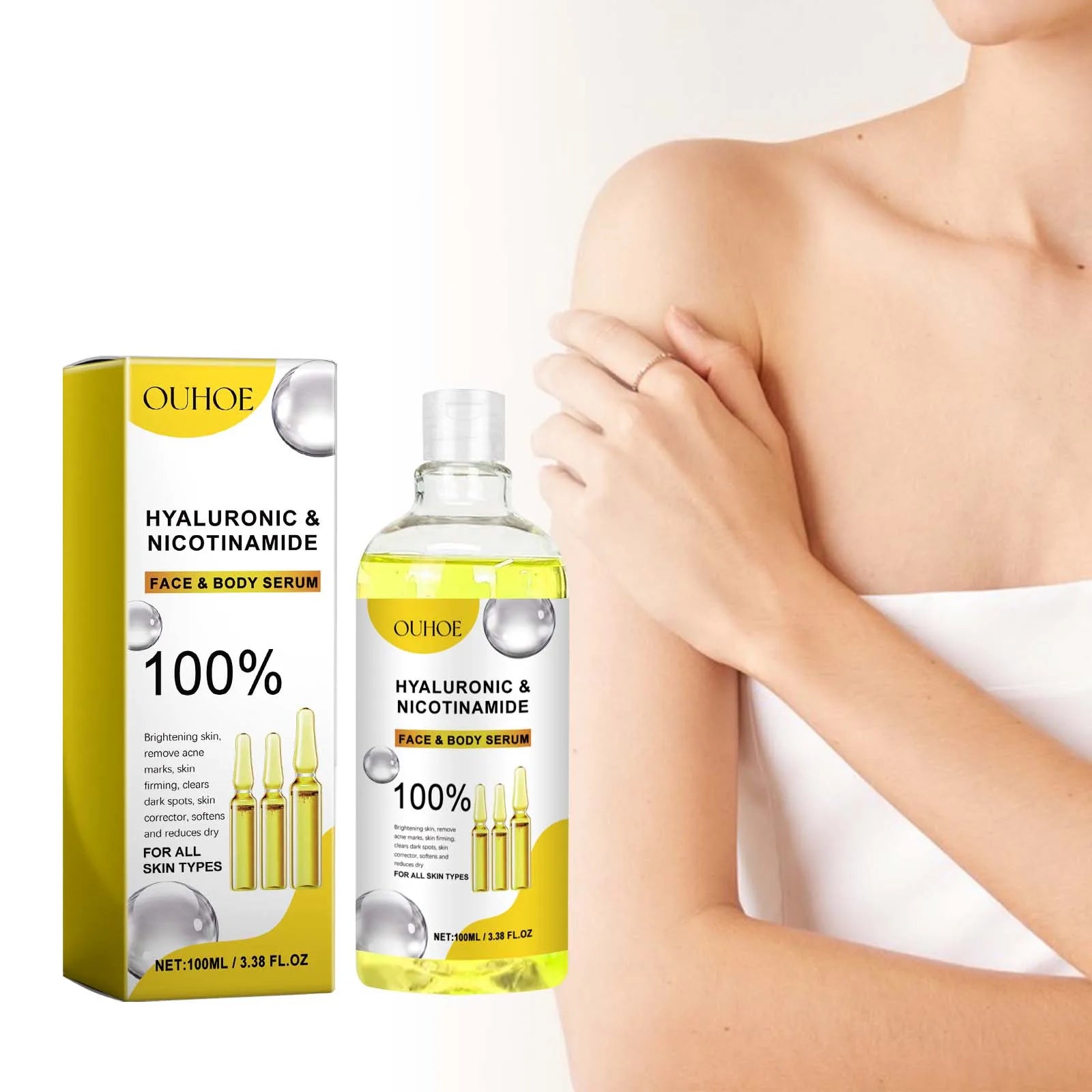 Hyaluronic Acid Facial Serum Moisturizing Smoothing Repair Skin Nicotinamide Brightening Skin Care Lift Firm Face Body Essence Qme