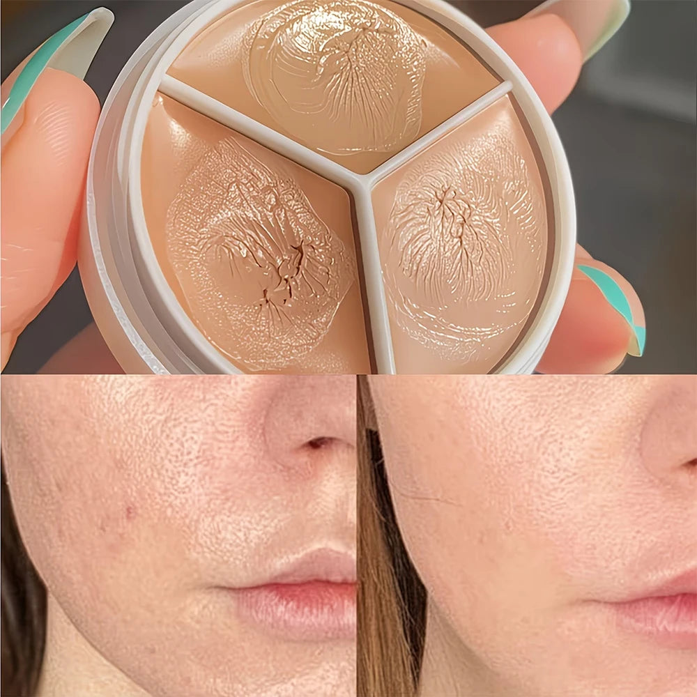 Full Coverage Concealer Palette 3 Shade Face Corrector Under Eye Dark Qme