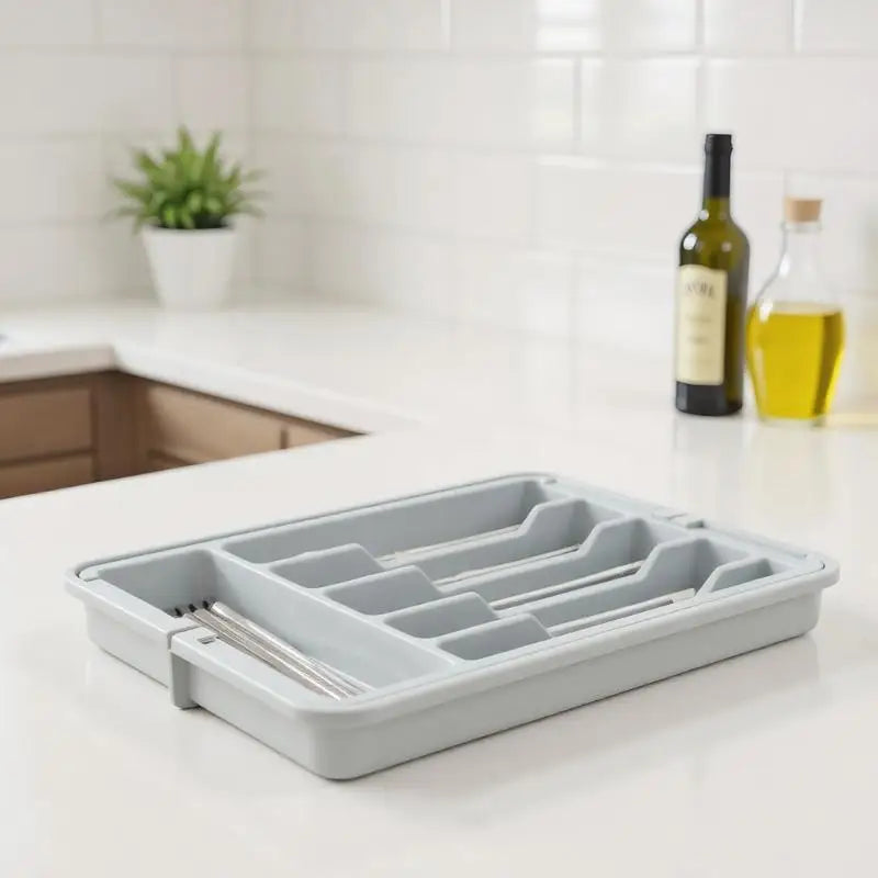Adjustable Cutlery Tray Drawer Organizer Kitchen Expandable Utensil Qme