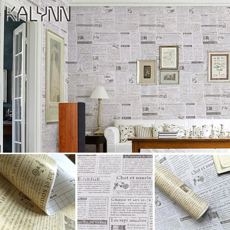 DIY Stickers 10m Old Newspaper Self Adhesive Wallpaper Countertops Qme