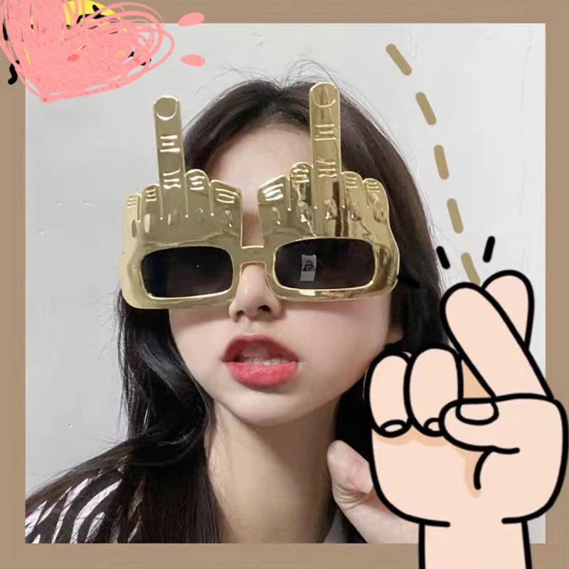 Creative Vertical Middle Finger Party Glasses Decoration Props Funny Qme