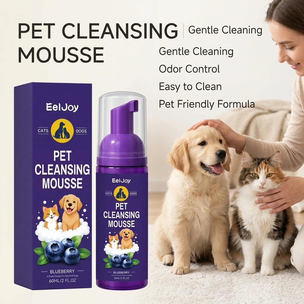 Pet Cleansing Mousse Gentle Removing Dirt Soothing Skin Reducing Odors Long Lasting Fragrance Waterless Dog & Cat Shampoo Foam Qme