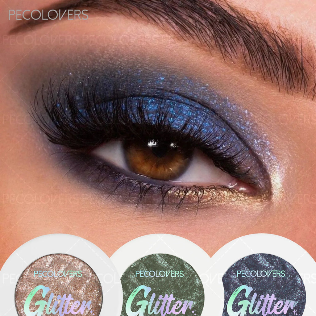 Glazed Midnight Blue Eyeshadow Palette Pearly Lustre Waterproof Qme