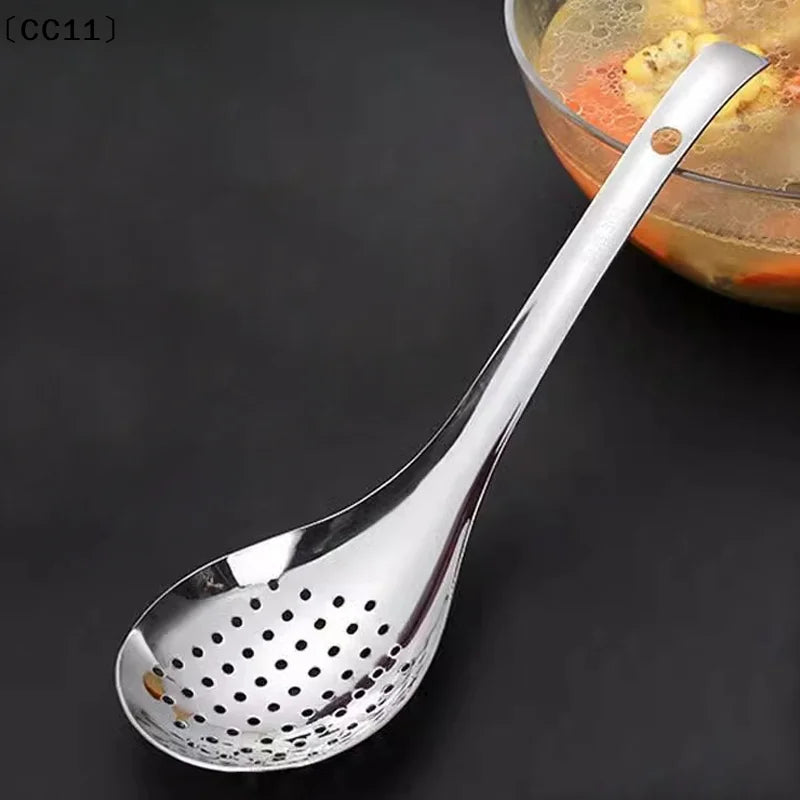 Stainless Steel Colander Spoon Filter Strainer Food Scoop Perforated Qme