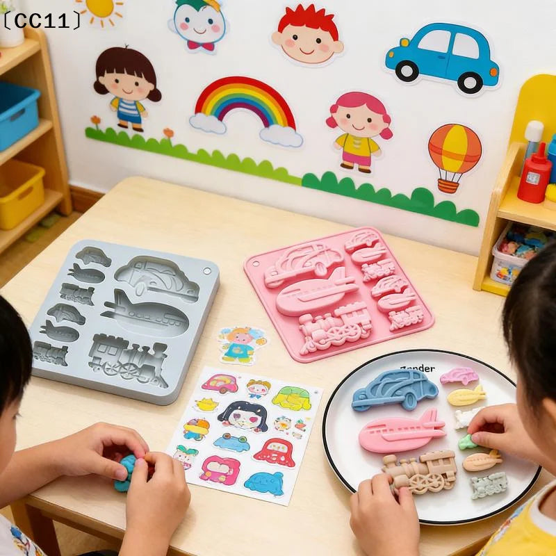 Chocolate Silicone Molds 3D Vintage Car Train Airplane DIY Fondant Qme