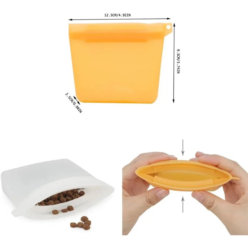 Dog Snack Mini Training Bag, 4-ounce Silicone Waterproof Storage Bag, Portable Outdoor Snack Storage Bag Qme