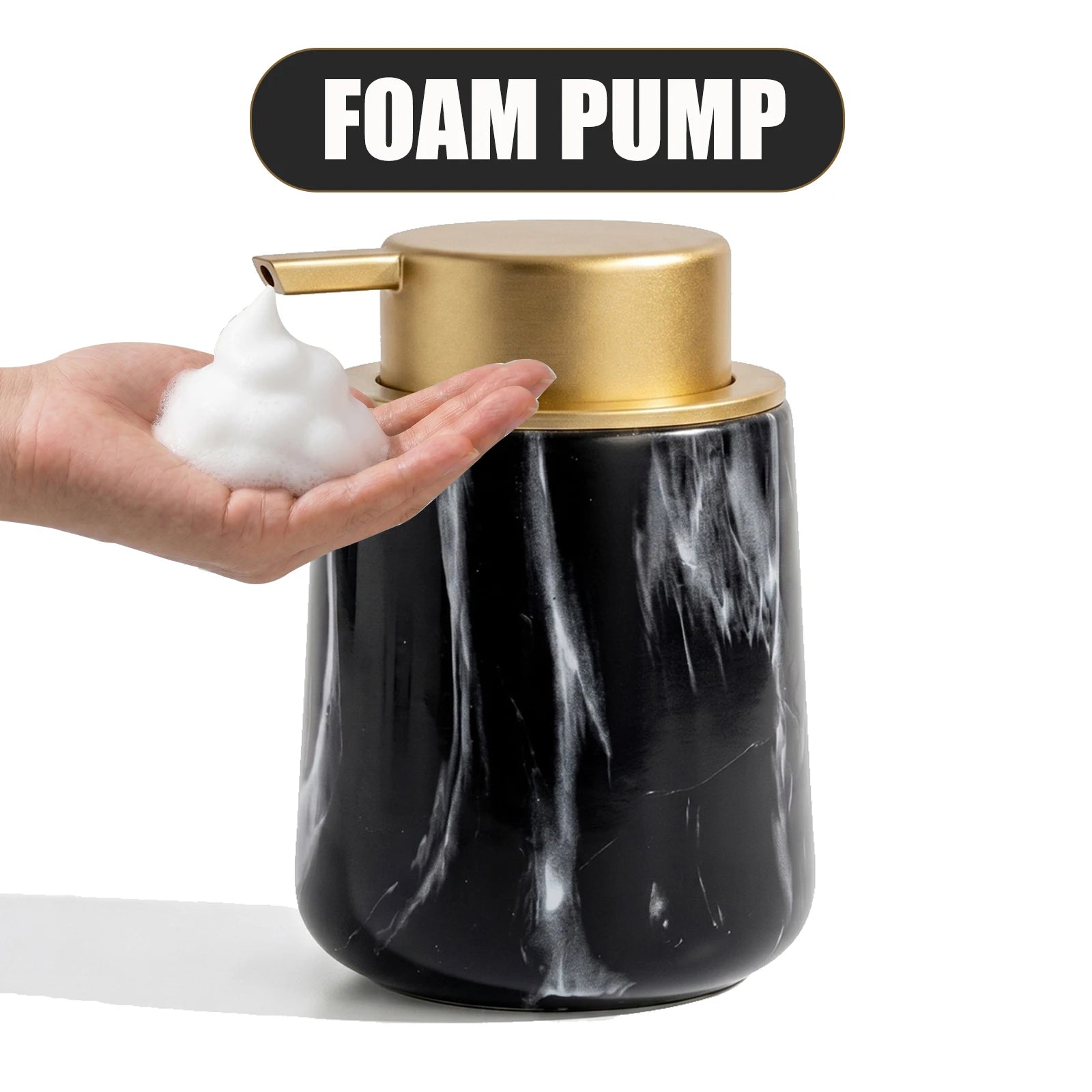 Luxury Marble Pattern Foaming Soap Dispenser Refillable Hand Soap Pump Bottle for Bathroom Kitchen Hand Washer Container Home Qme matte gold