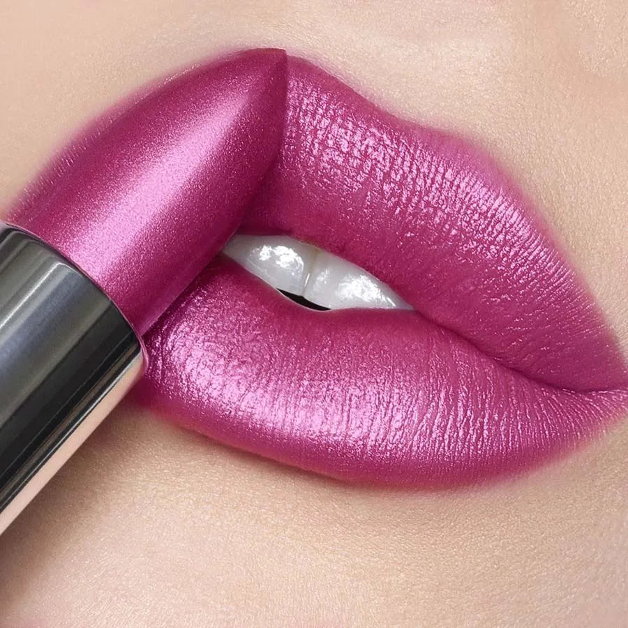 Red Metallic Lipstick Longlasting Glitter Lip Glaze Waterproof Qme 105