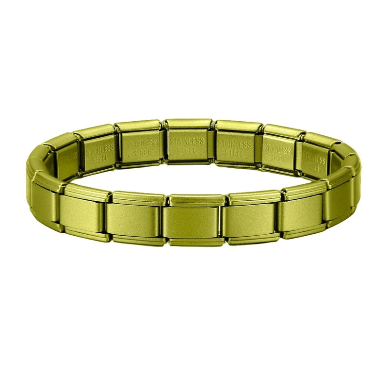 Italian Charm Link Stainless Steel Silver Blue Bracelet for Woman Men DIY Making 9mm Bead Golden Retro Bangle Jewelrys Wholesale Qme Style 17