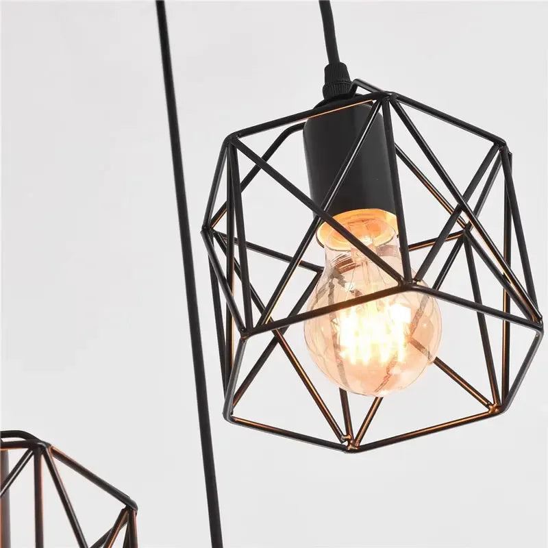 Industrial LED Pendant Lamps E27 Base Metal Hanging Lamps Chandelier Lights for Kitchen Island Cafe Stairway Hallway AC85-265V Qme