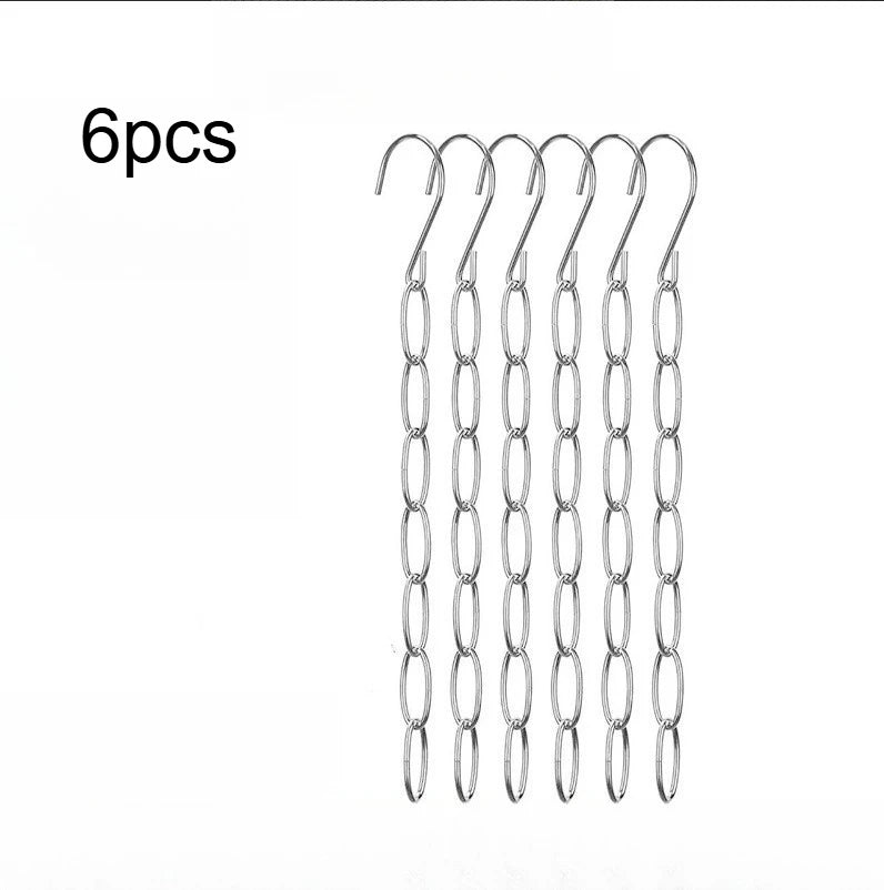 Multi Layers Metal Clothes Hanger Chain Space Saving Closet Organizer Heavy Duty Garment Storage Hook Chain Wardrobe Storage Qme 6pcs