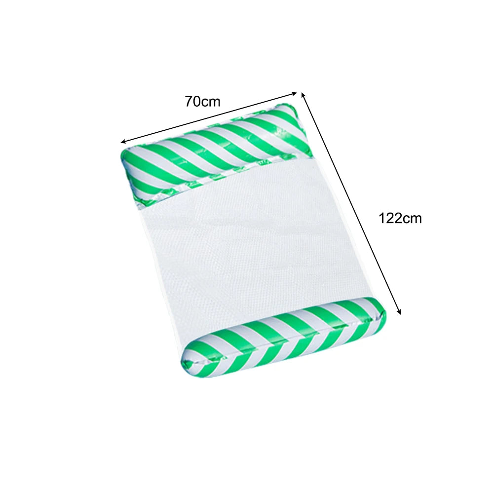 Foldable Striped Inflatable Lounge Chair, Suitable For Swimming Pool Parties And Beach Leisure Floating Beds With Net Backrest Qme striped green