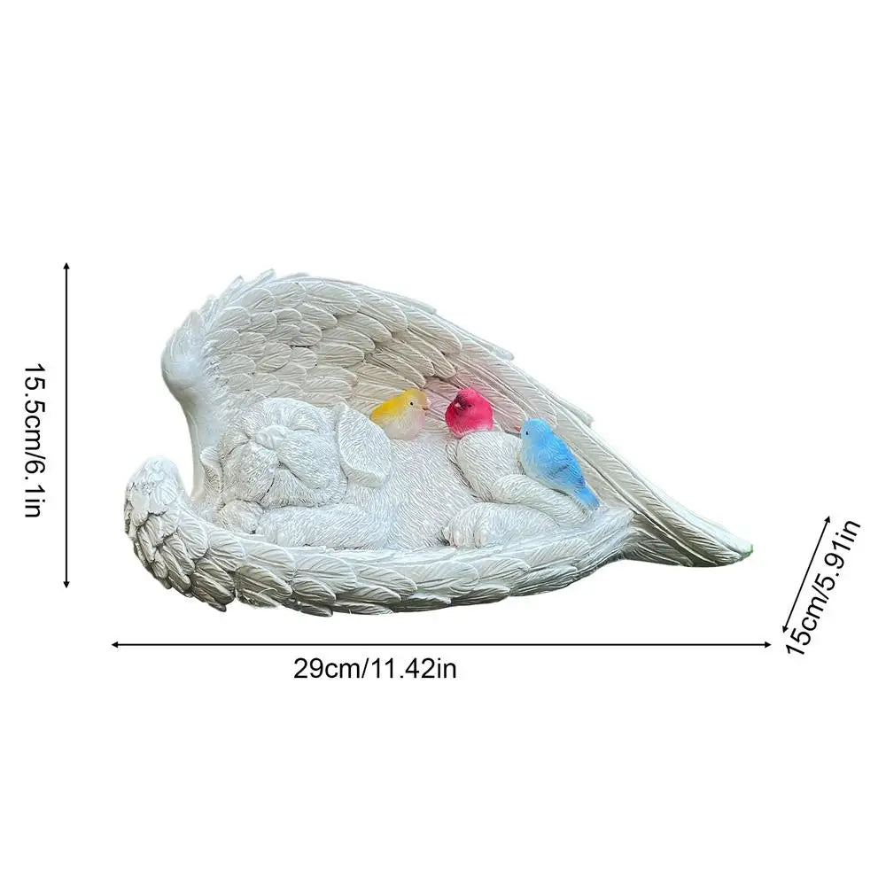 Angel Dog Figurine Memorial Sculpture Solar Light Waterproof Resin Qme as shown China Mainland