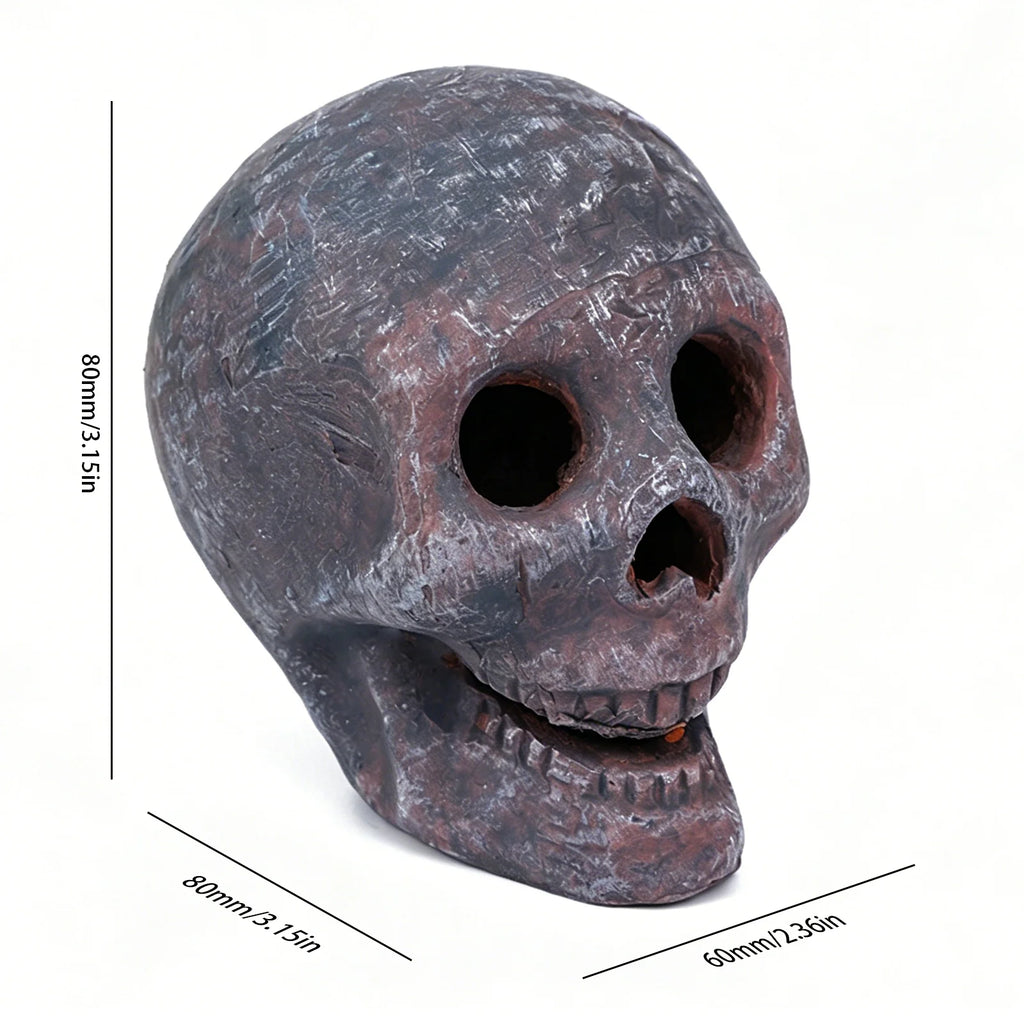 Halloween Human Skull Ornament Realistic Shape & Fireproof Imitated Human Skull Pit for Bonfire Campfire Fireplaces Qme