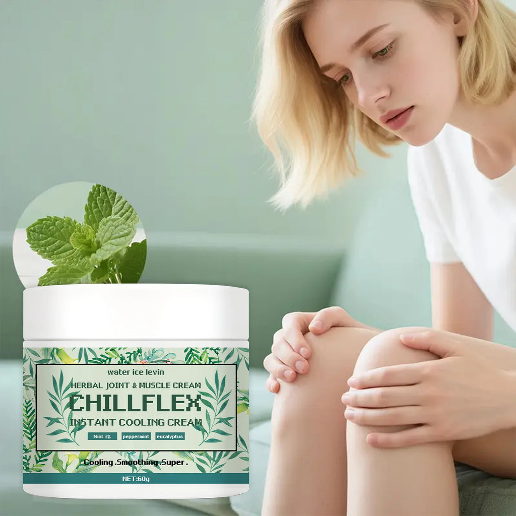 Water Ice Levin CHILLFLEH Cream: Instant Cooling Herbal Relief with Mint & Eucalyptus for Joints & Muscles. 60g. Qme
